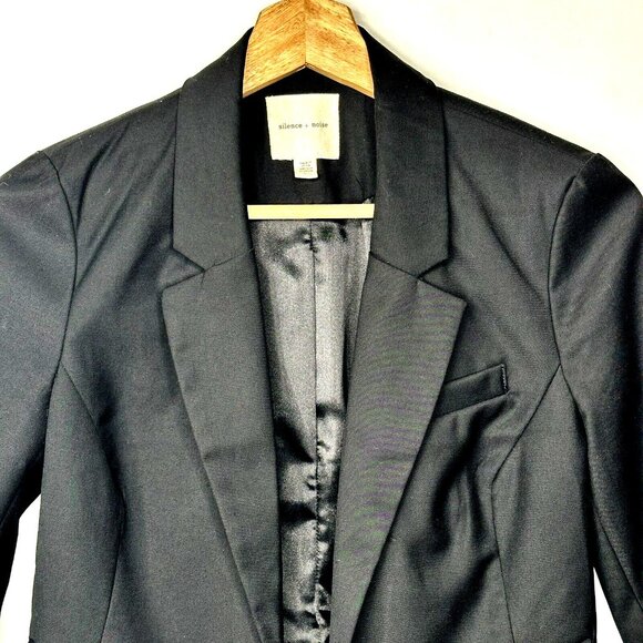 Silence + Noise Womens Blazer Cropped Jacket Urban Outfitters Lined Black XS - Picture 3 of 11